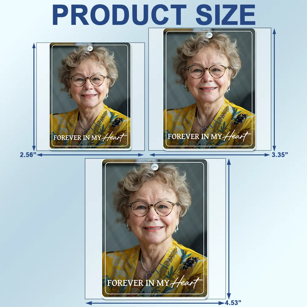 Car Hanger material and size view - Custom Photo Memorial Car Hanger