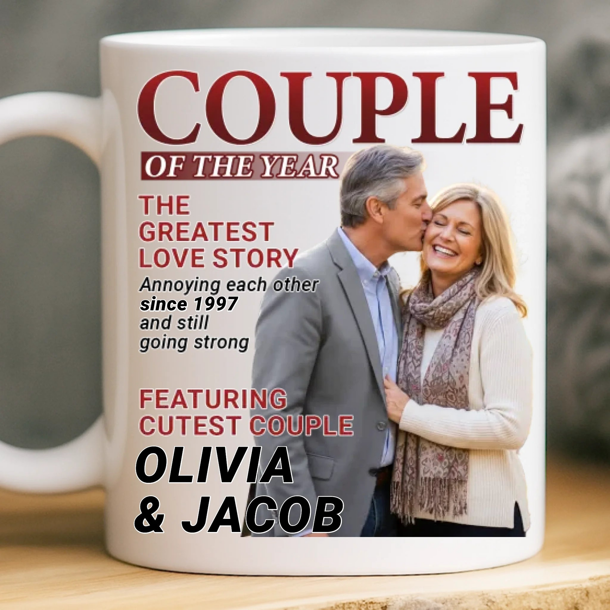 Love Grows Louder With You Magazine Couple - Personalized Custom Couples Photo Mug