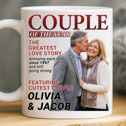 Love Grows Louder With You Magazine Couple - Personalized Custom Couples Photo Mug