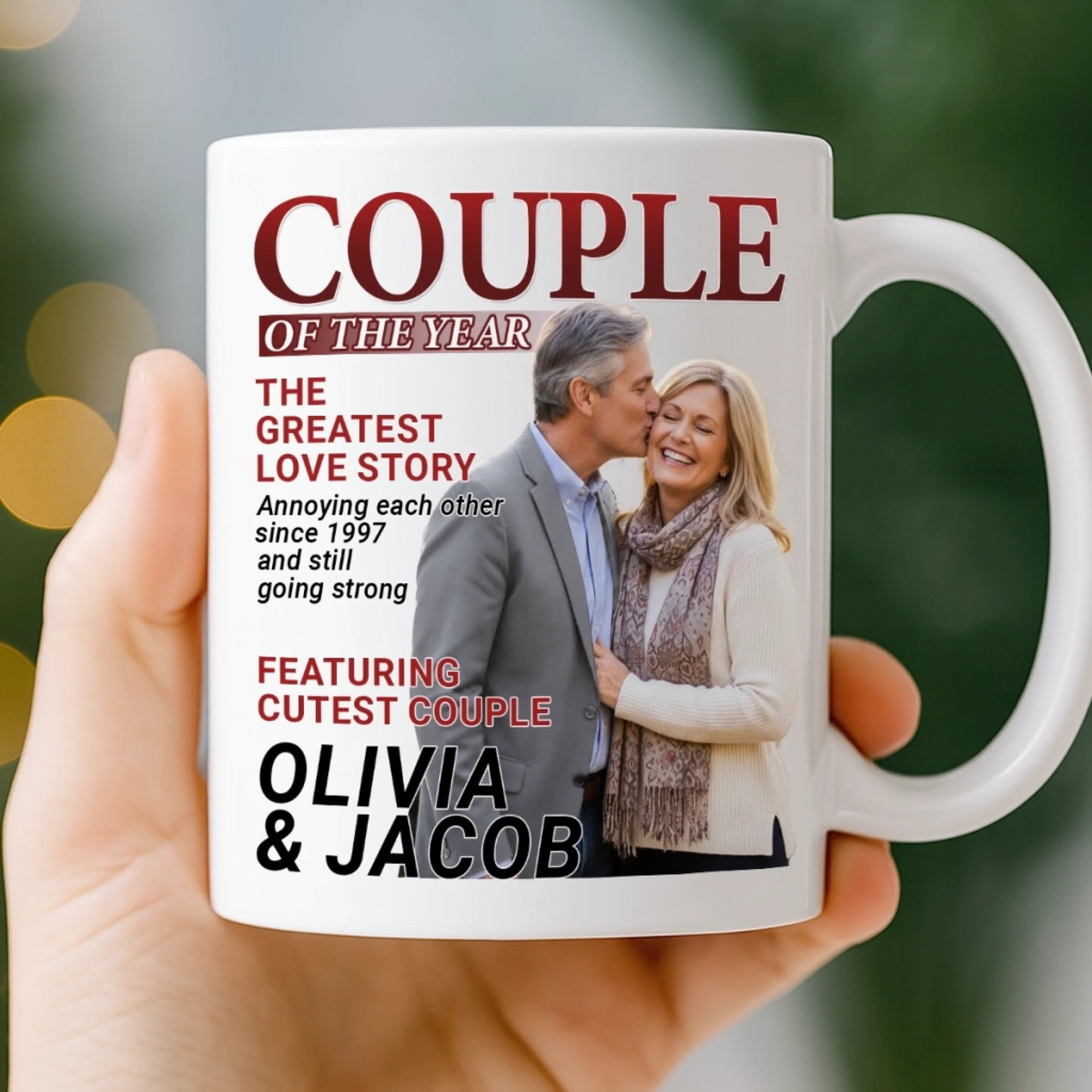 Love Grows Louder With You Magazine Couple - Personalized Custom Couples Photo Mug