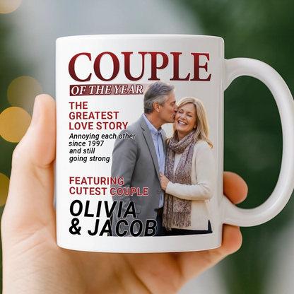 Love Grows Louder With You Magazine Couple - Personalized Custom Couples Photo Mug