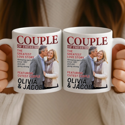 Love Grows Louder With You Magazine Couple - Personalized Custom Couples Photo Mug