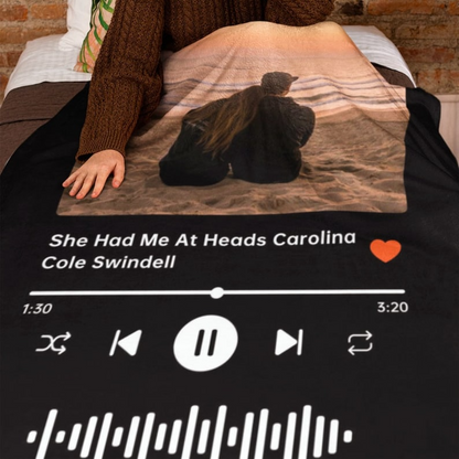 Personalized Couple Photo Blanket with Song - Custom Valentine’s & Anniversary Present