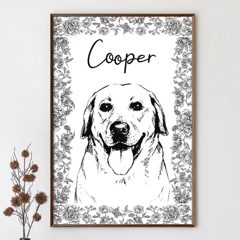 Custom Pencil Sketch Pet Portrait - Personalized Dog & Cat Photo Poster / Canvas
