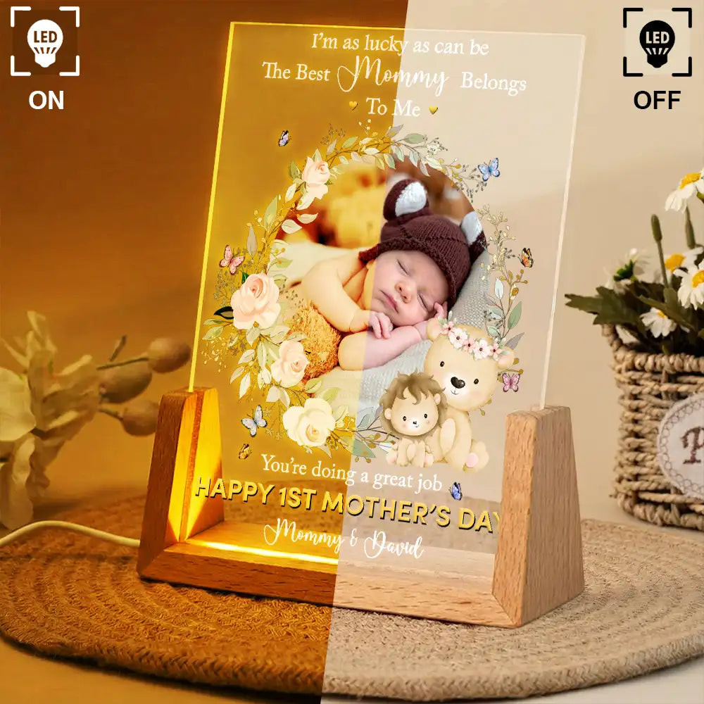 New Mom, New baby, Happy, Custom Photo - Custom Photo The Best Mommy Belongs To Me - Personalized Night Light