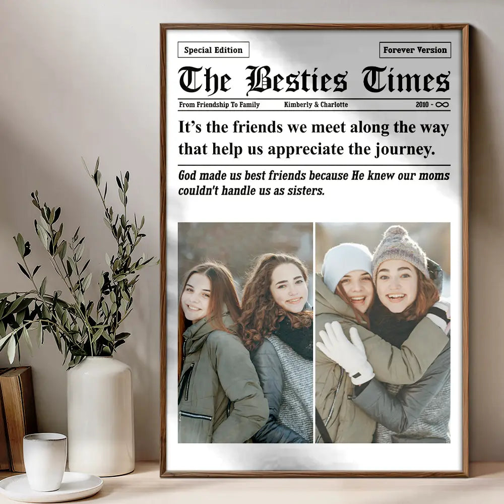 Canvas / Poster material and size view - Personalized Poster For Best Friends