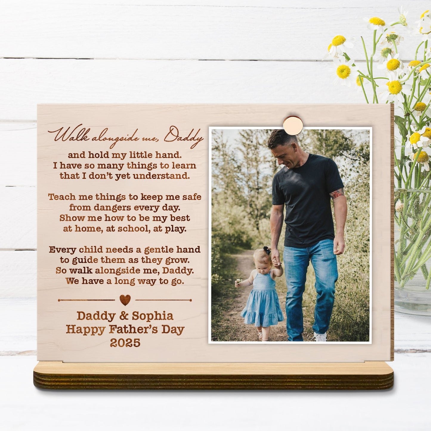 Walk Alongside Me, Daddy - Personalized 2-Layer Wood Plaque