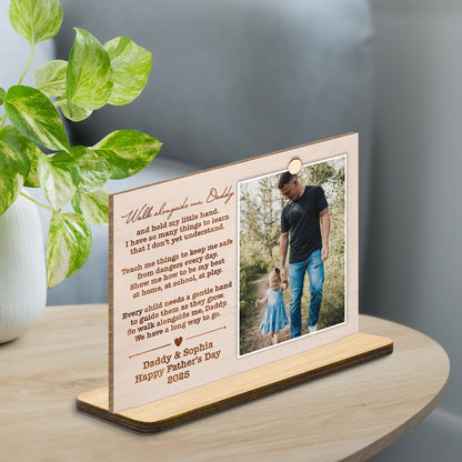 Walk Alongside Me, Daddy - Personalized 2-Layer Wood Plaque