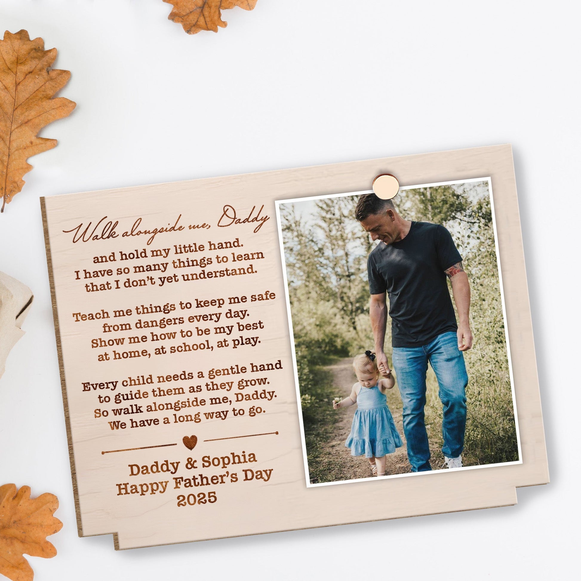 Walk Alongside Me, Daddy - Personalized 2-Layer Wood Plaque