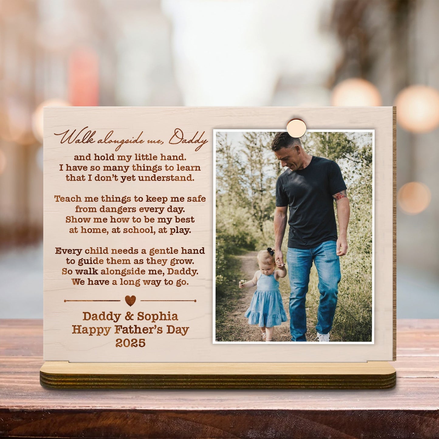 Walk Alongside Me, Daddy - Personalized 2-Layer Wood Plaque
