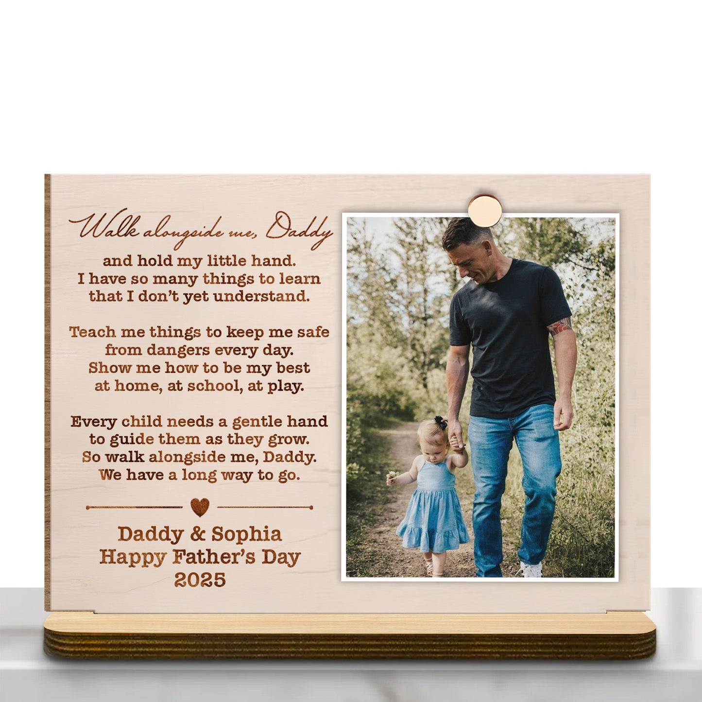 Walk Alongside Me, Daddy - Personalized 2-Layer Wood Plaque