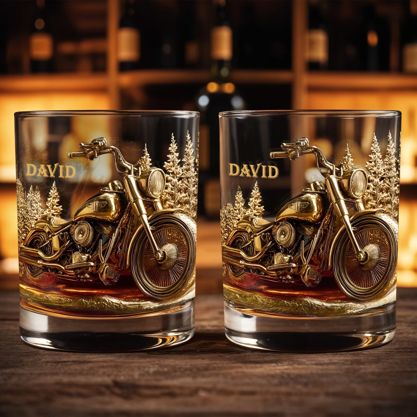 Personalized Motorcycle Whiskey Glass personalization view for Dad