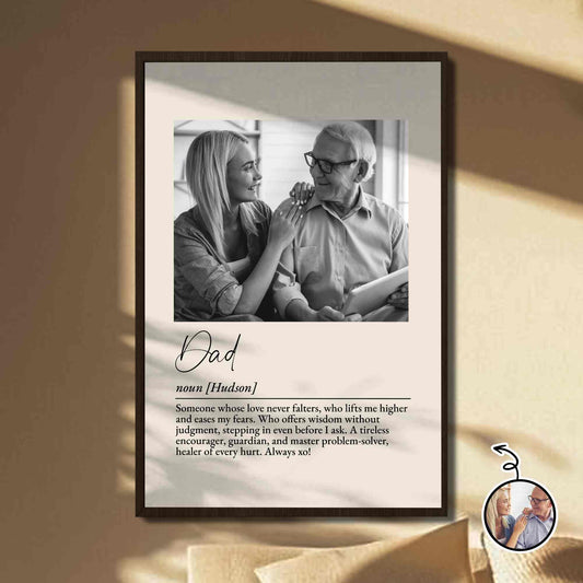 Dad: Noun, Someone Whose Love Never Falters - Personalized Custom Photo Poster / Canvas