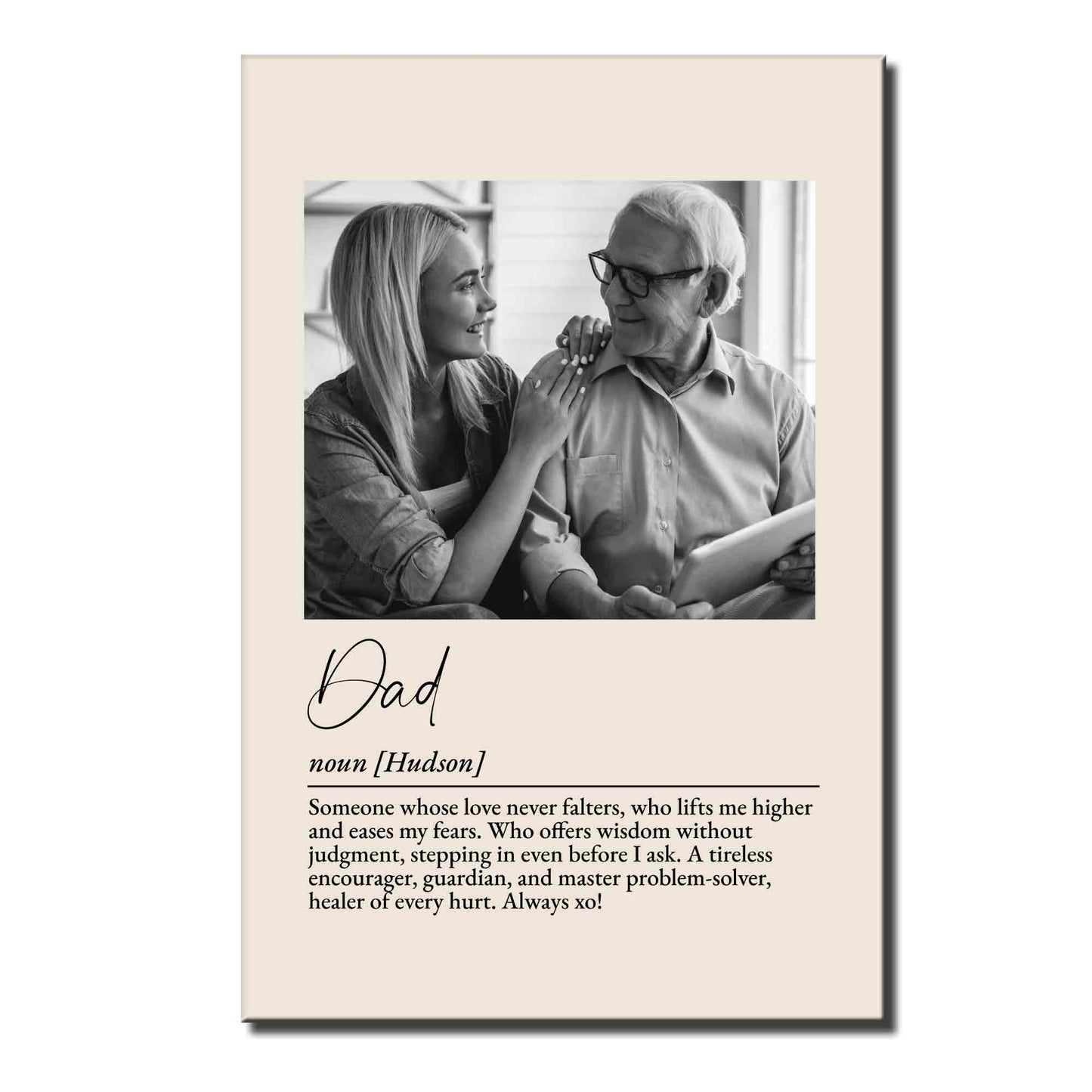 Dad: Noun, Someone Whose Love Never Falters - Personalized Custom Photo Poster / Canvas