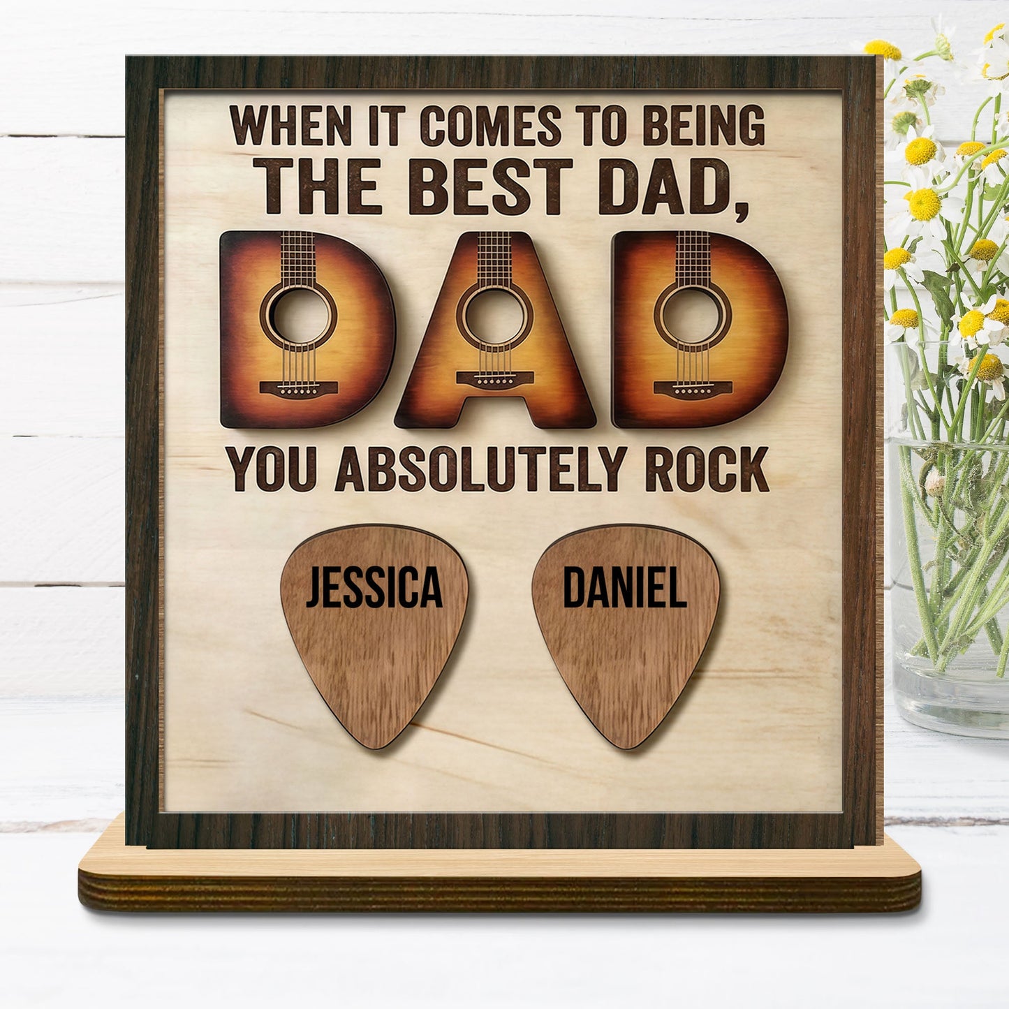 Personalized Best Dad Wood Plaque personalization view for Dad