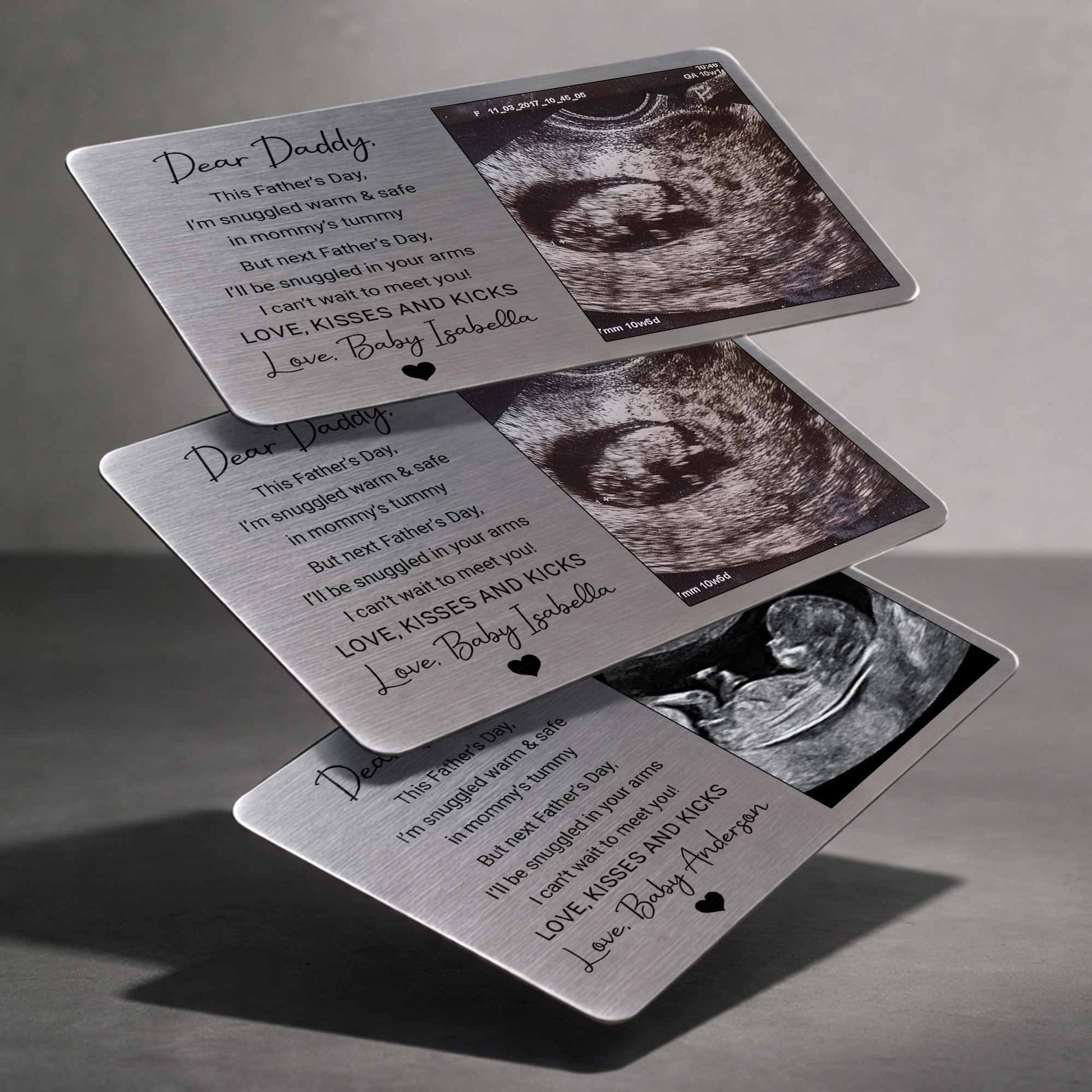 Personalized Ultrasound Wallet Card personalization view for Dad