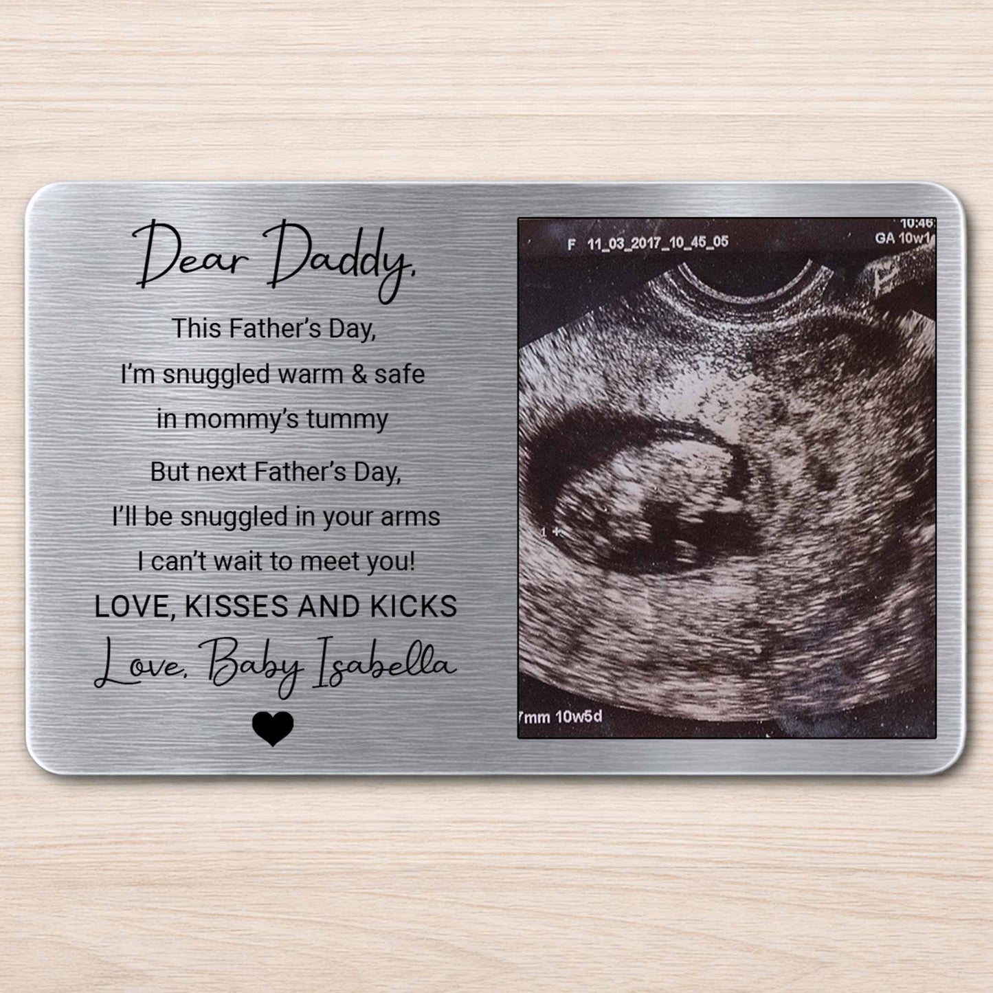 Wallet Card material and size view - Personalized Ultrasound Wallet Card