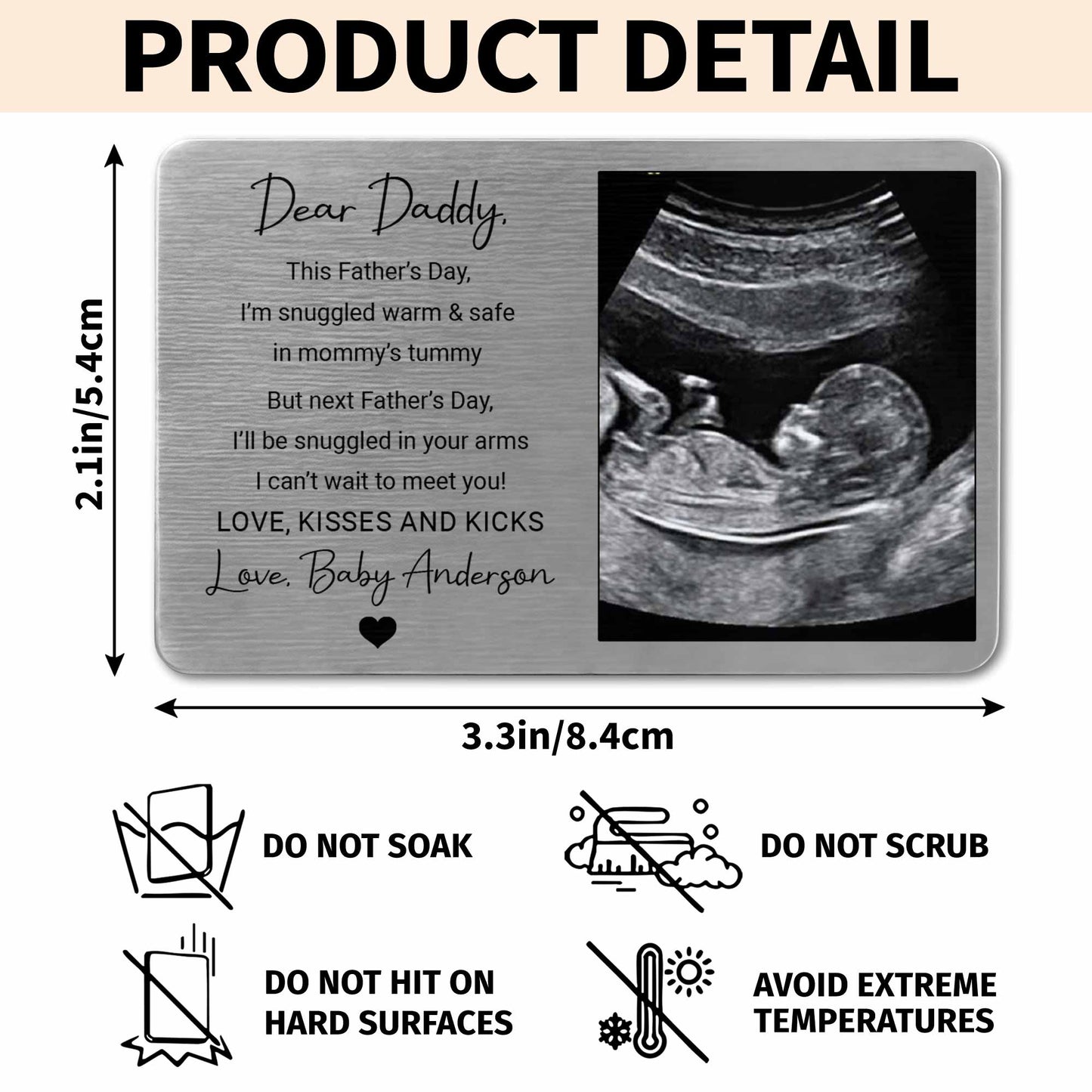 Snuggled In Mommy's Tummy - Personalized Ultrasound Wallet Card for New Dad