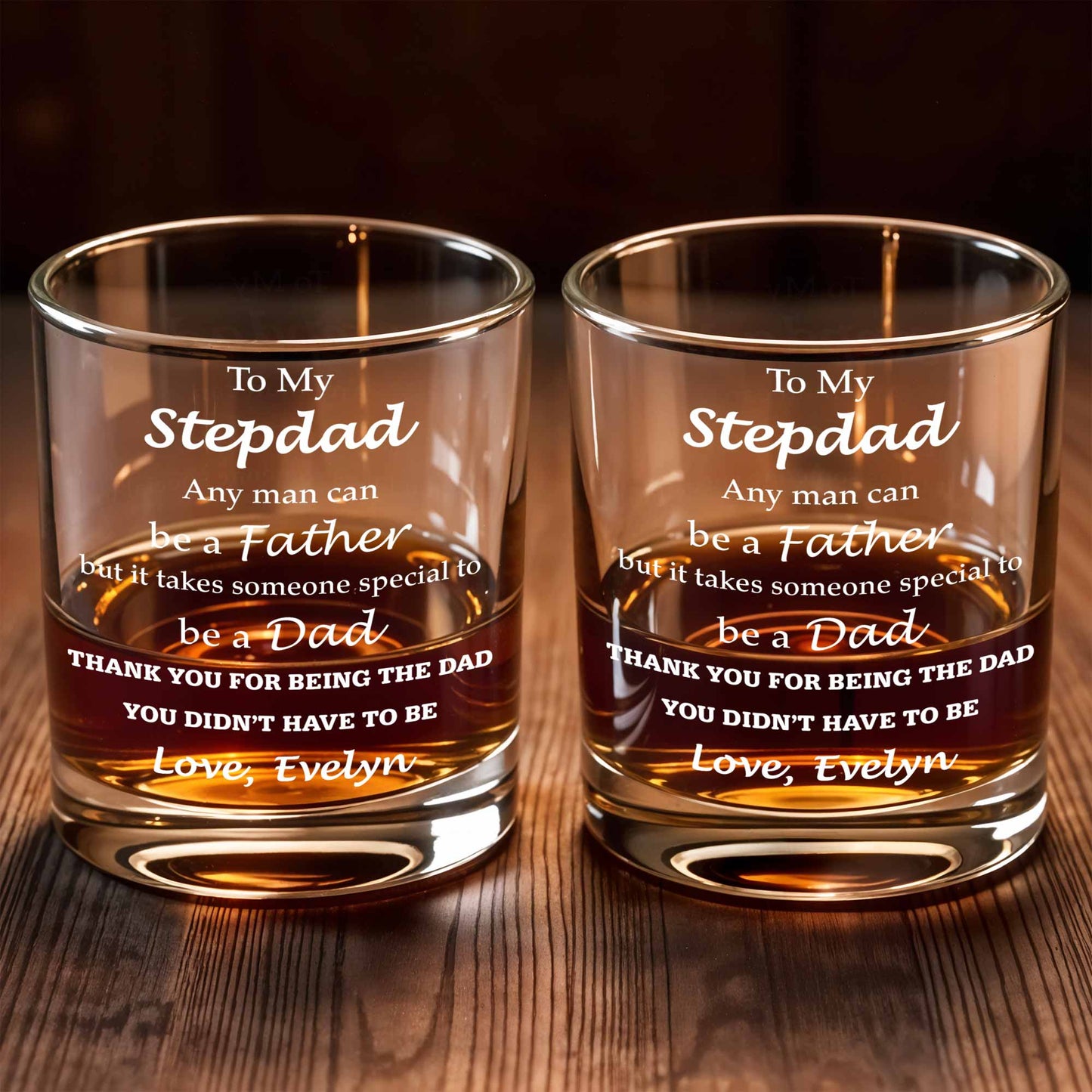 Personalized Stepdad Whiskey Glass for Stepmom / Stepdad with personalized design details for meaningful gifting image 6