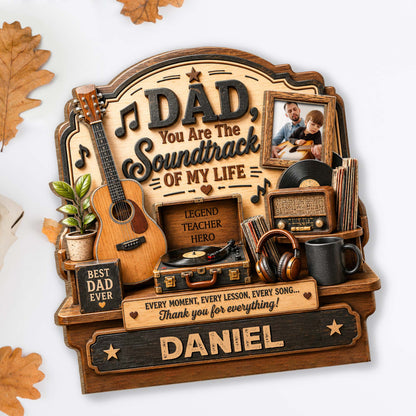Plaque material and size view - Dad Wood Plaque