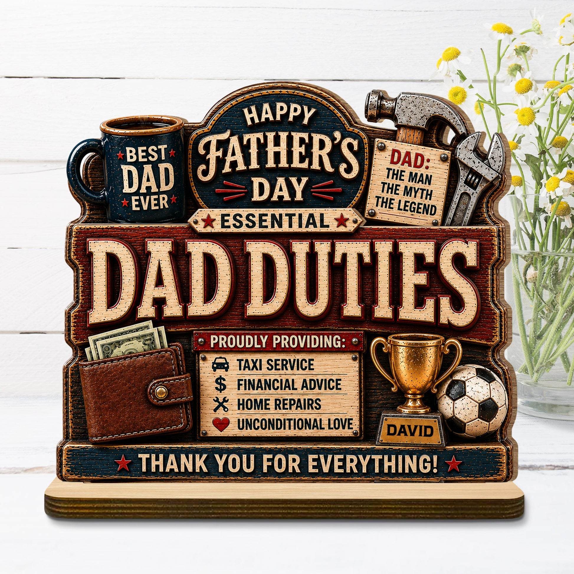 Wood Sign detail view for Dad