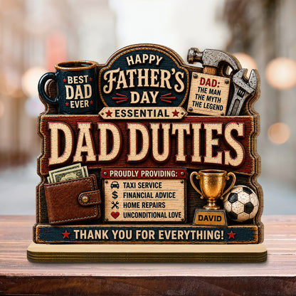 Personalized Dad Duties Wood Plaque for Dad with personalized design details for meaningful gifting image 6