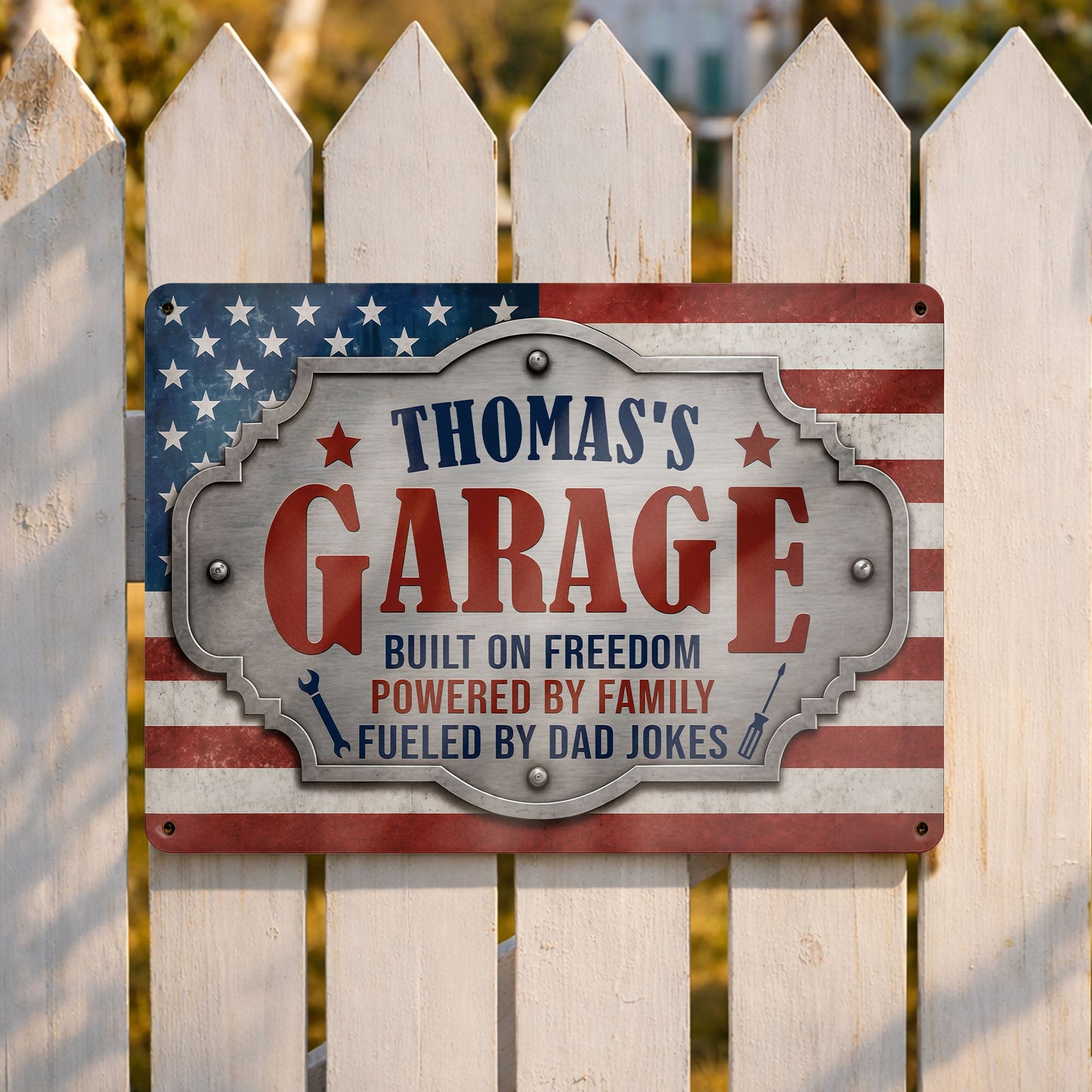 Metal Sign material and size view - Personalized Garage Metal Sign