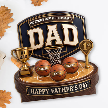 Wood Sign material and size view - Personalized Dad Basketball Wood Plaque