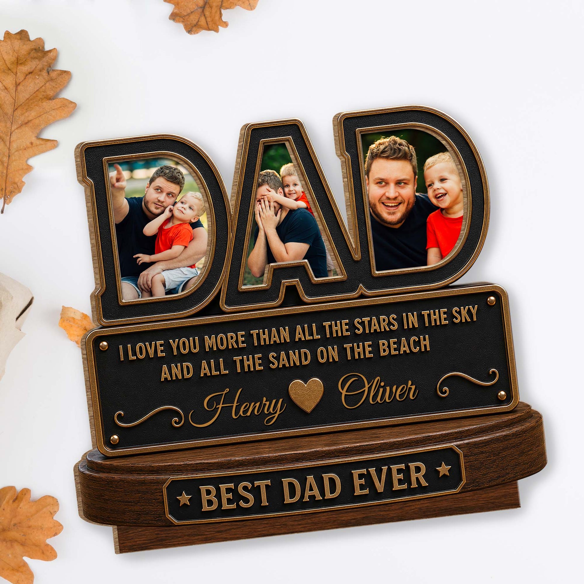 Wood Sign material and size view - Personalized Dad Photo Plaque