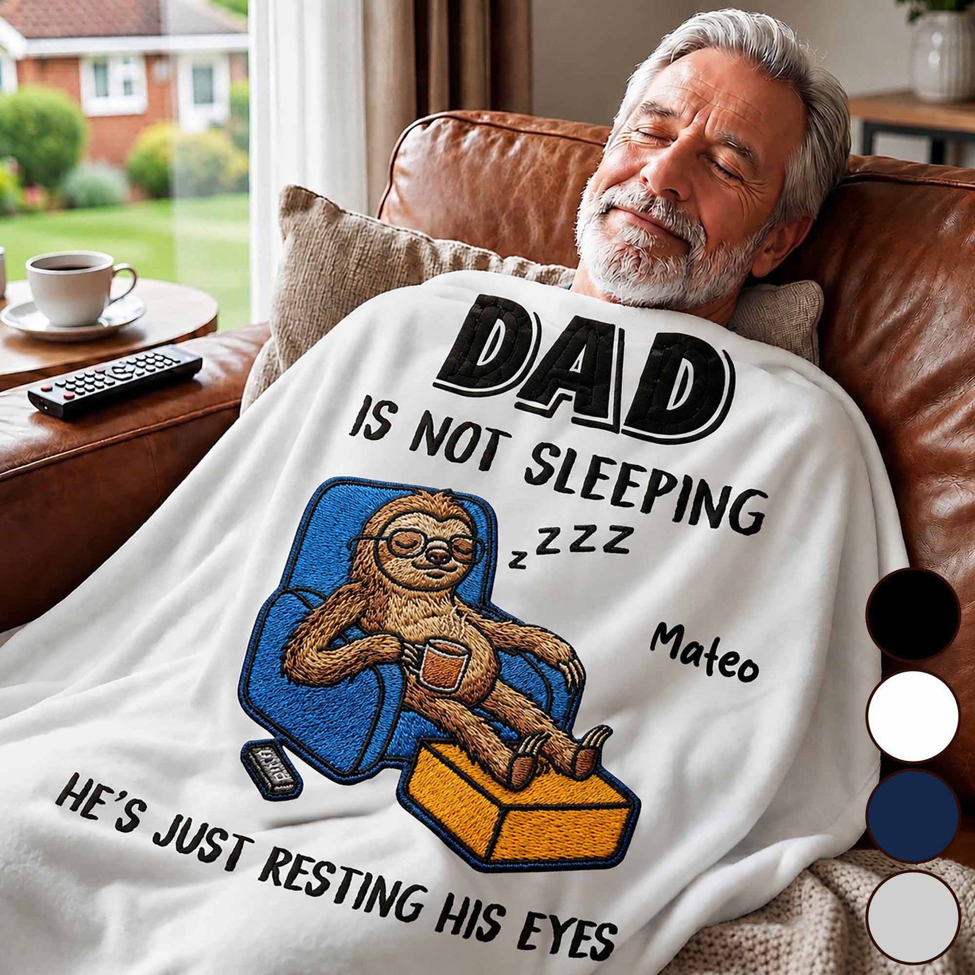 Personalized Dad Is Not Sleeping Blanket personalization view for Dad