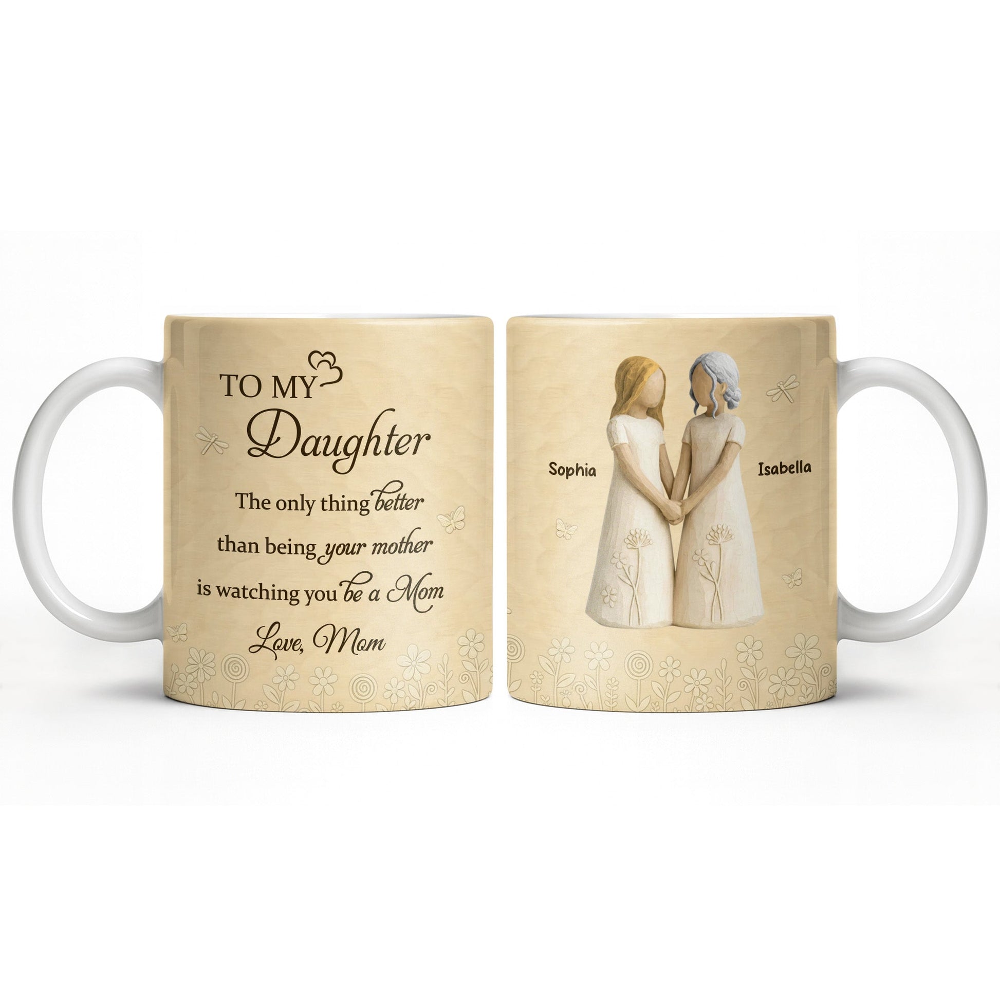 To My Daughter, Flowers and Hearts Design