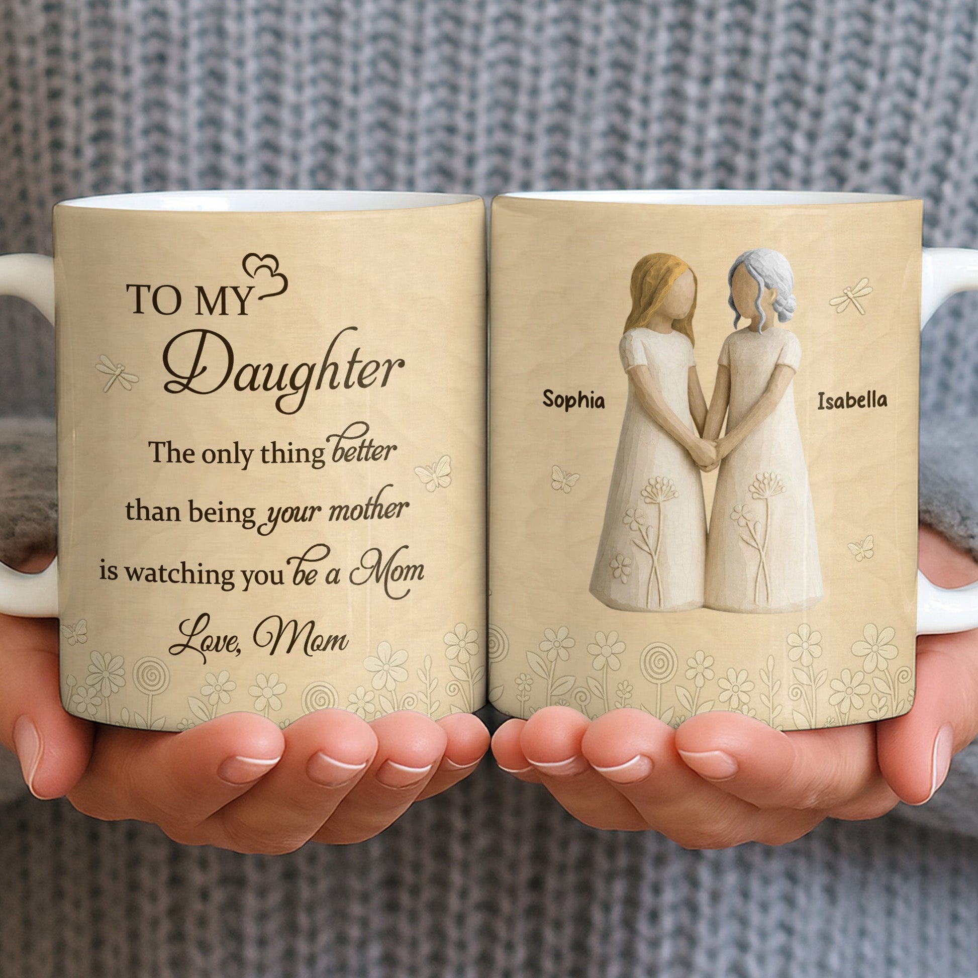 To My Daughter, Flowers and Hearts Design