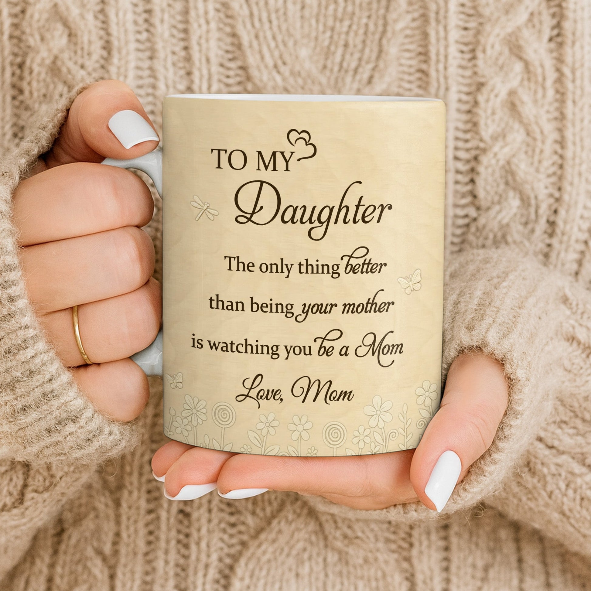 To My Daughter, Flowers and Hearts Design