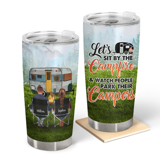 Personalized Couple Camping Tumbler: "Watch People Park Their Campers"
