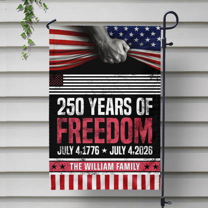 Custom 250 Years Of Freedom Garden Flag personalization view for Family