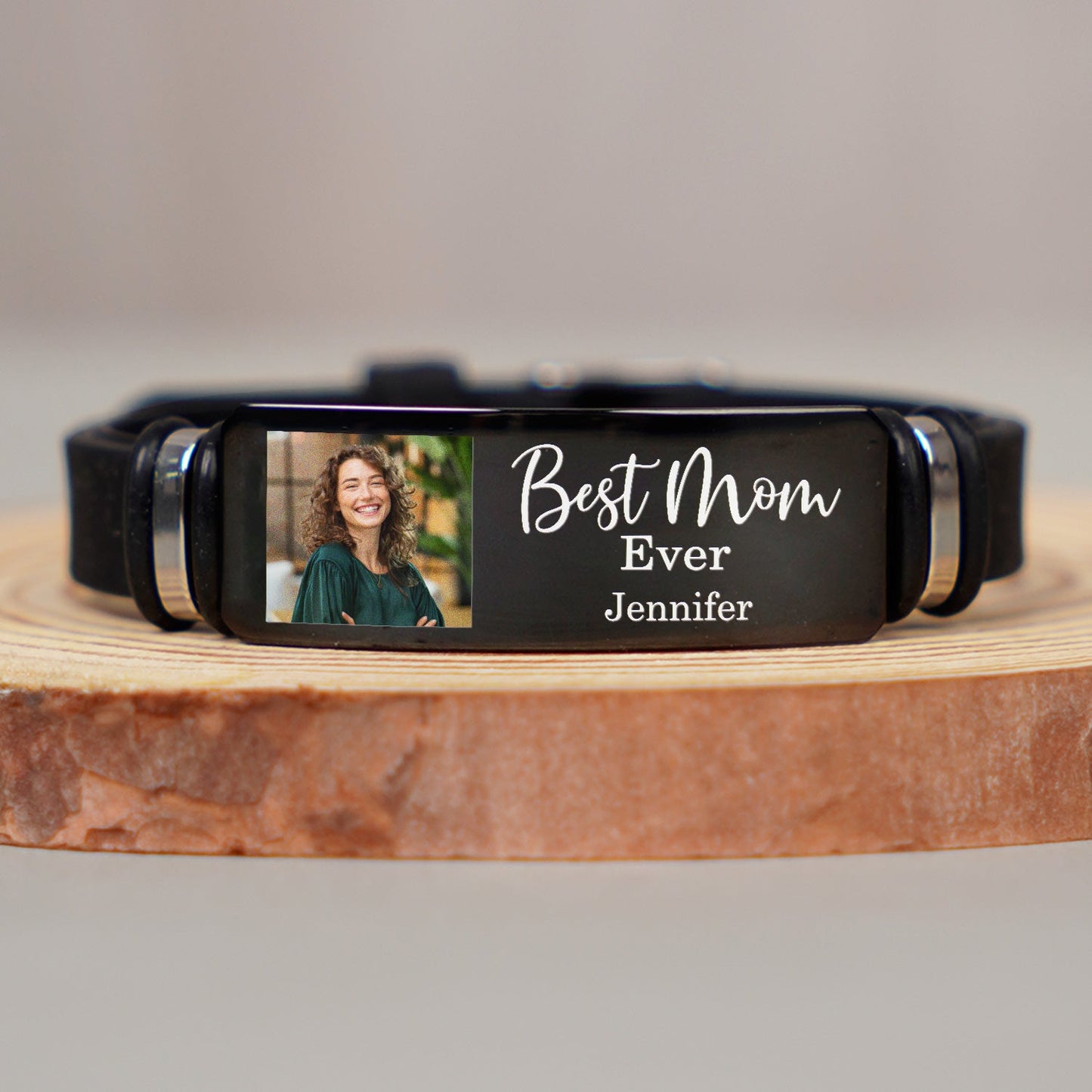 Custom Photo Best Mom Dad Ever - Gift For Family, Siblings, Friends - Personalized Engraved Bracelet