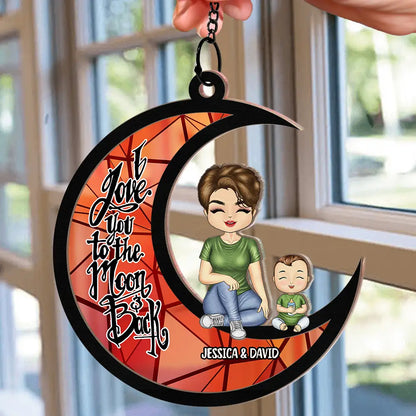 Love You To The Moon And Back Grandma - Personalized Window Hanging Suncatcher Ornament