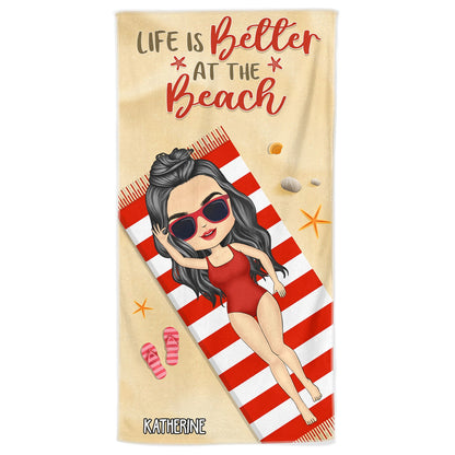 Custom Beach Towel for Her: 'Life Is Better At The Beach' Summer Vacation Gift