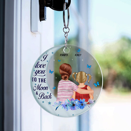 I Love You To The Moon And Back Transparent Circle - Gift For Grandma, Mom - Personalized Custom Acrylic Keychain