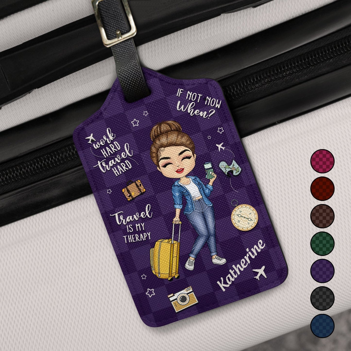 Personalized "Travel Is My Therapy" Luggage Tag for Wanderlust Seekers