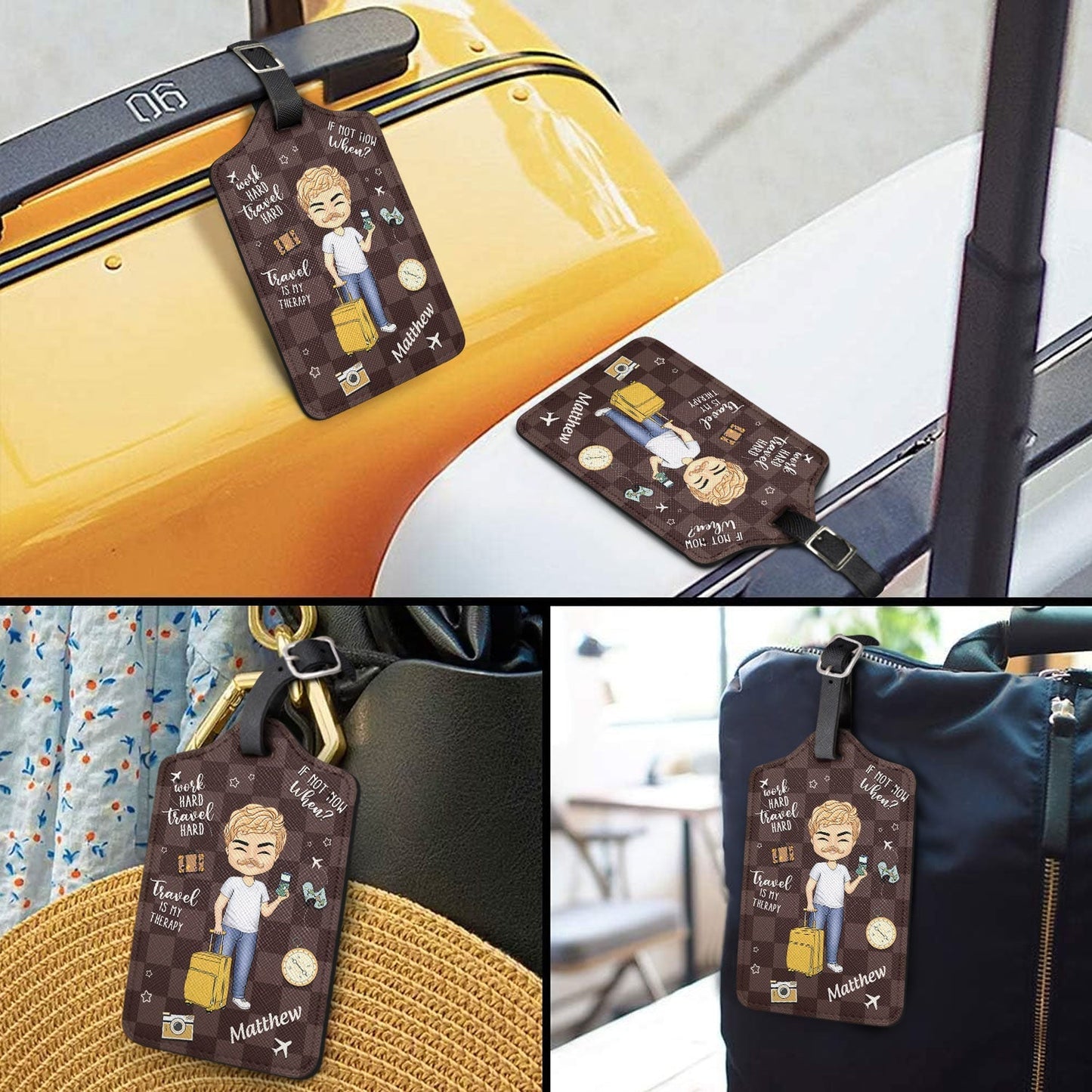 Personalized "Travel Is My Therapy" Luggage Tag for Wanderlust Seekers