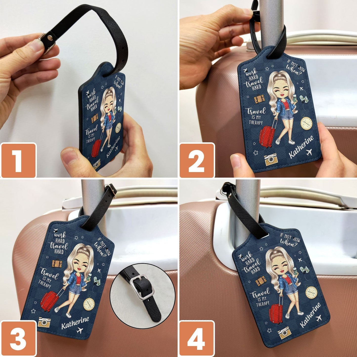 Personalized "Travel Is My Therapy" Luggage Tag for Wanderlust Seekers