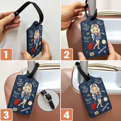 Personalized "Travel Is My Therapy" Luggage Tag for Wanderlust Seekers