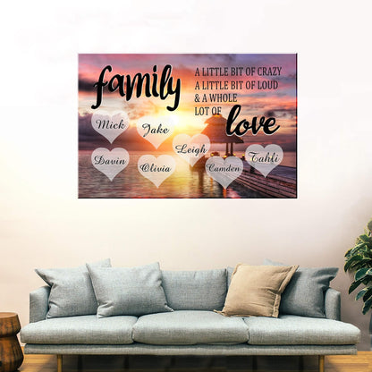 Personalized Family Sunset Canvas: 'A Whole Lot of Love' Custom Art