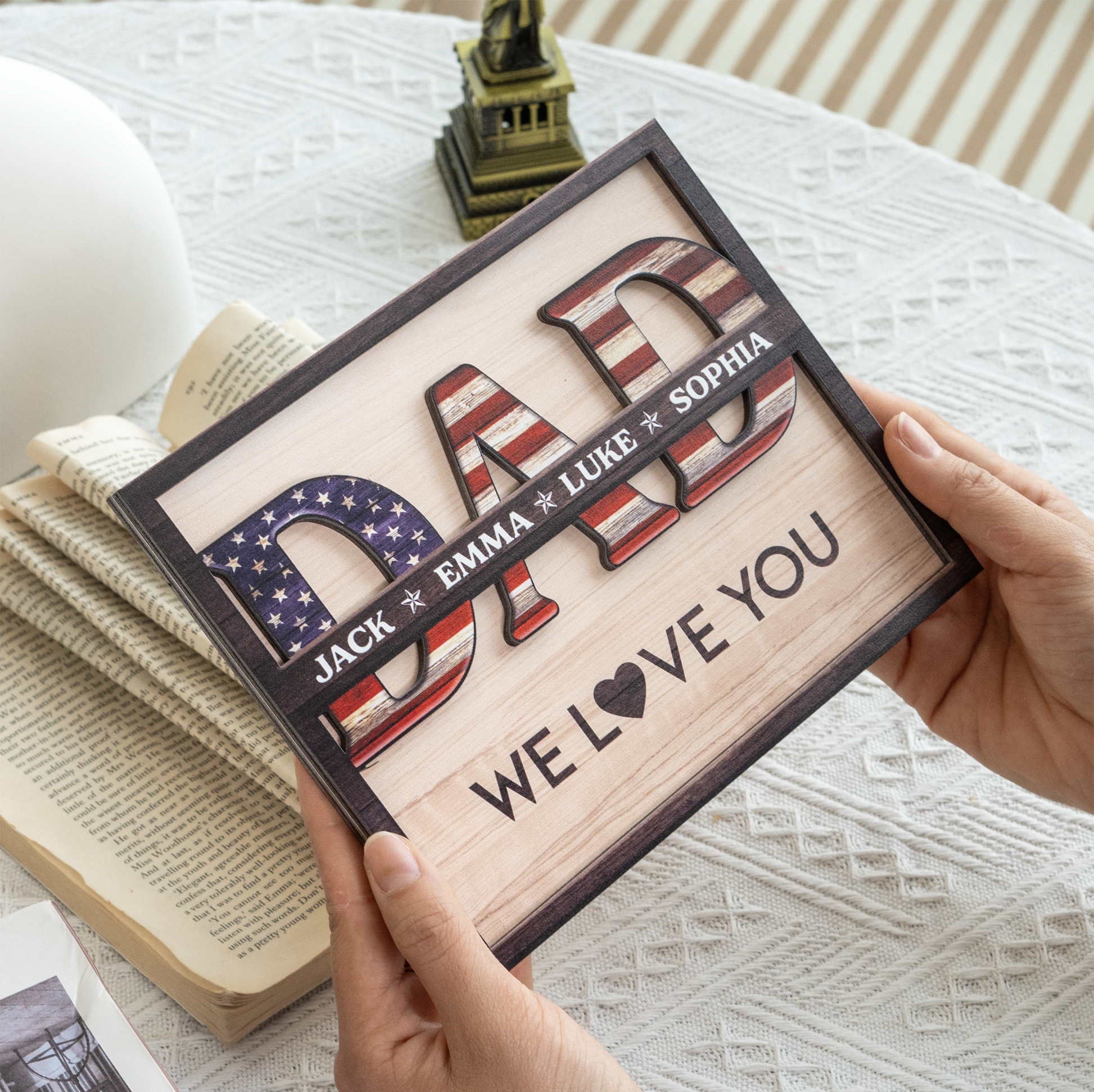 Plaque material and size view - Personalized Dad Wooden Plaque