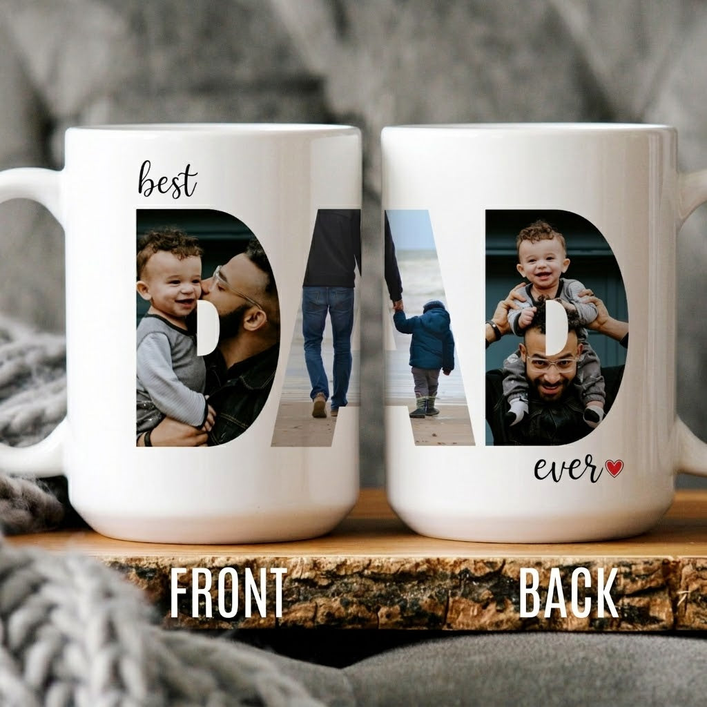 Personalized Best Dad Ever Photo Mug for Dad with personalized design details for meaningful gifting