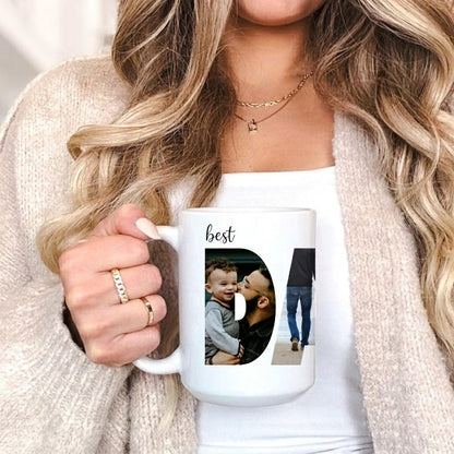 Mug material and size view - Personalized Best Dad Ever Photo Mug