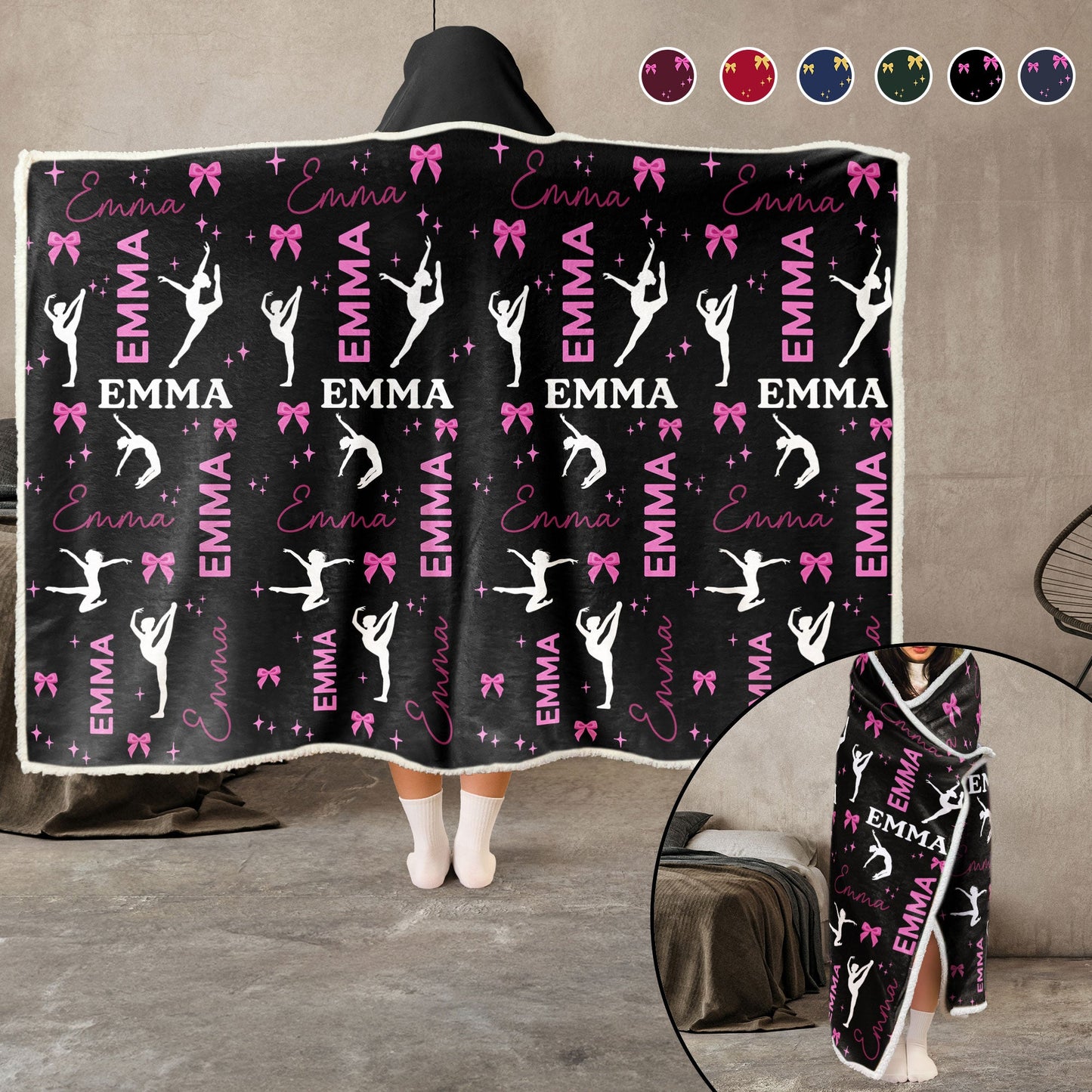 Personalized Wearable Hoodie Blanket for Dancing Girls - Custom Name Gift