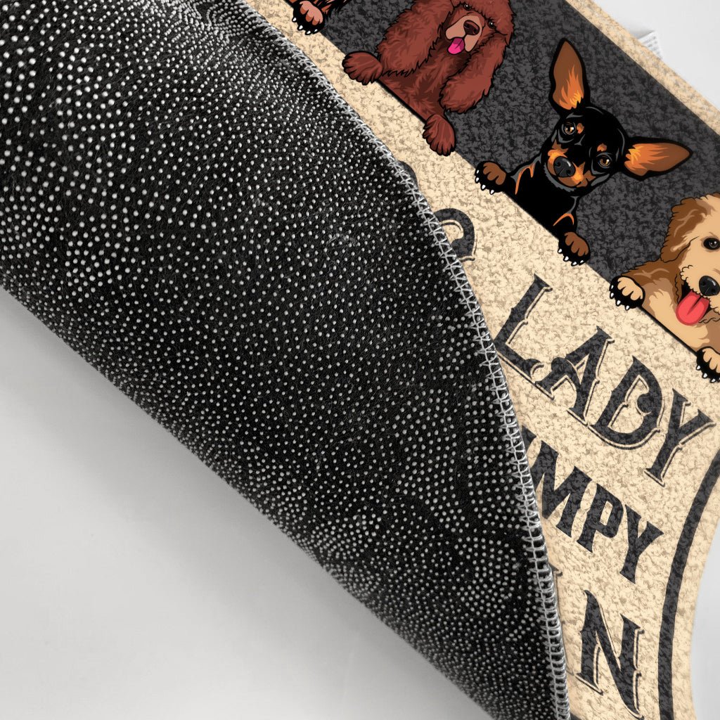 Dog Lady And Grumpy Old Man Live Here - Personalized Custom Dog Lovers Crazy Doormat