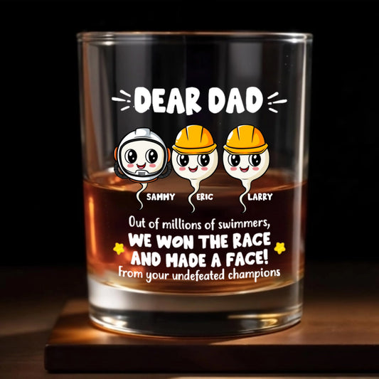 We Won The Race And Made A Face - Personalized Whiskey Glass